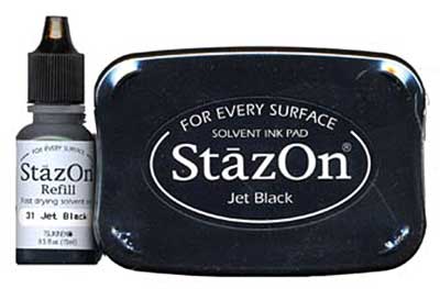StazOn Ink Pad and Black Ink Refill Bottle