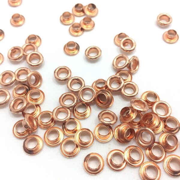 3/16” Short Eyelets. Copper-Plated Brass